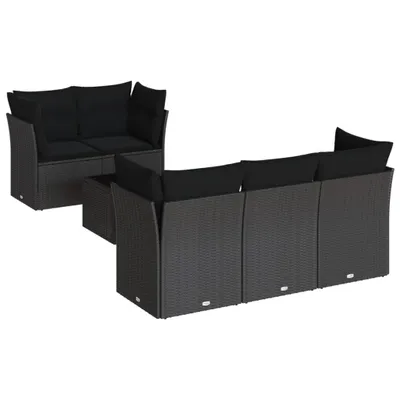 Produktbild von 6-tlg. Garten-Sofagarnitur mit Kissen Schwarz Poly Rattan