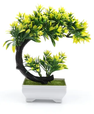 Image de Plante artificielle en pot, bonsaï artificiel élégant, bonsaï artificiel décoratif, arbres miniatures artificiels pour le salon, le bureau, la chambre et le balcon