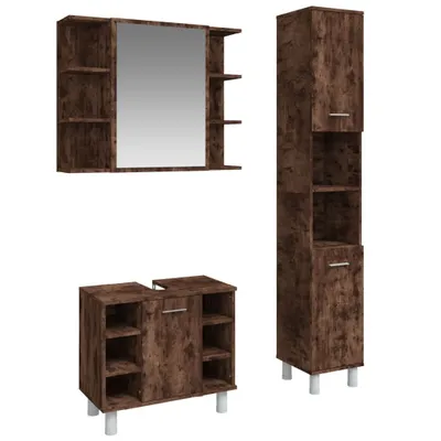 Produktbild von vidaXL 3-tlg. Badmöbel-Set Räuchereiche Holzwerkstoff