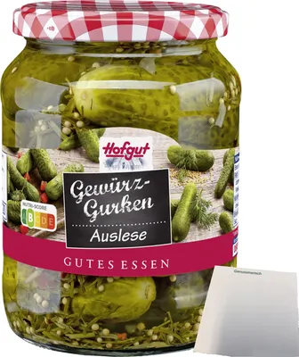Produktbild von Hofgut Gewuerzgurken (720ml Glas) + usy Block