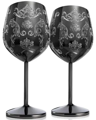 Weingläser aus Edelstahl, 550 ml, schwarz, 2 Stück, unzerbrechlich