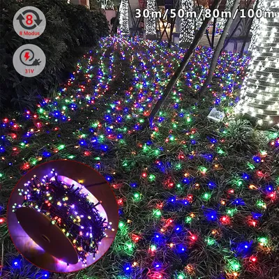 Obrázek produktu pro XMTECH pohádkové světla se zástrčkou 50m 500 LED barevné 8 modů vánoční osvětlení venkovní pohádkové světla pro párty svatba velikonoční zahrada