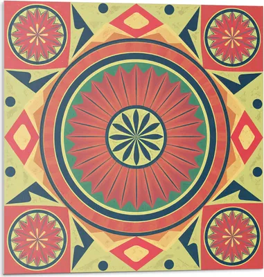Produktbild von Geometrisches Mandalamuster – Selbstklebend – Wandverkleidung – Wandpaneel – Wanddeko – Dekorative Wandpaneele – 3D Wandpaneele – Wandgestaltung selbstklebend – 4 Stück 50 x 50 cm