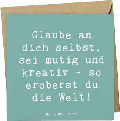 Produktbild von Mr. & Mrs. Panda Grußkarte Spruch Die Freude an der Kreativität entdecken - Meeresbrise - Geschenk, Glückwunschkarte, kreative Köpfe, Träume, Magie, Entdeckungsreise, Mut