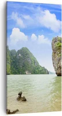 Produktbild von Bild auf Leinwand - Leinwandbild - Stein Strand Landschaft - 55x100cm - Wand Bild - Wanddeko - Leinwanddruck - Bilder - Kunstdruck - Wanddekoration - Leinwand bilder - Wandkunst - PA55x100-0224