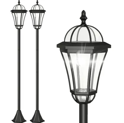 Produktbild von 2er Set Solar Gartenlaterne,129 cm hoch, mit LED, 6 Std. Beleuchtung,Solarlampe für Außen