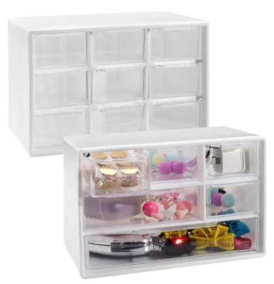 Immagine prodotto di Omgoods - 2 contenitori mini impilabili - 6 scomparti, organizer in plastica impilabile con 9 compartimenti