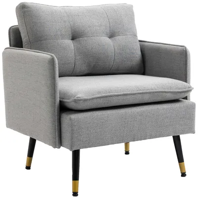 Productafbeelding van HOMCOM fauteuil, bekleding met linnenlook, geschikt voor een gewicht tot 120 kg, grijs