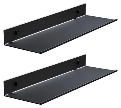 Immagine prodotto di Omgoods - Mensola a parete in metallo, colore nero, 40 cm, set di 2