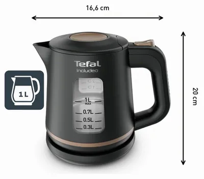 Imagen del producto de Tefal KI5338 Includeo: Hervidor de agua, color negro/cobre