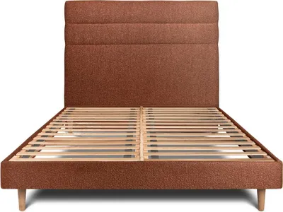 Productafbeelding van Bed met gestoffeerde hoofdbord – Bouclé-stof - 200 x 200 cm