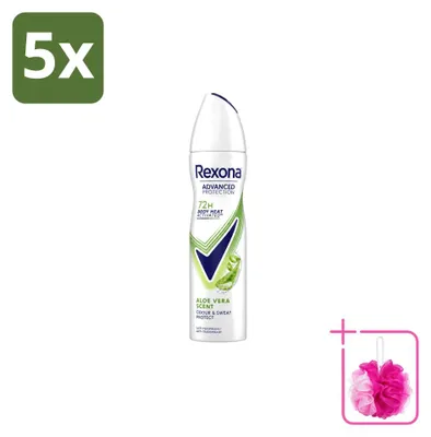 Obrázok produktu pre 5 kusov deodorantu Rexona vo spreji – vôňa Aloe Vera – 150 ml – balenie