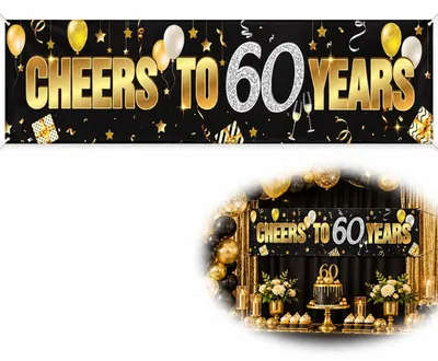 Geburtstagsbanner 60. Geburtstag Gold Glitter 180x40 cm