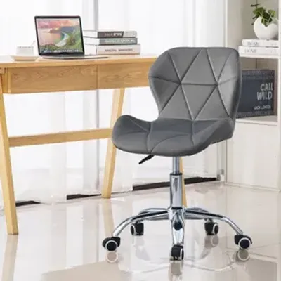 Produktbild von CLIPOP Samt Bürostuhl Höhenverstellbar gepolsterter Sitz, Home Office, Grau