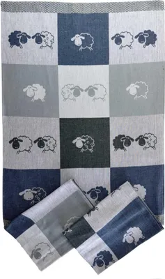 Produktbild von Extra saugfähiges Handtuch 50x70 cm Schafswürfel blau 3 Stück