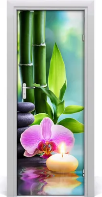 Produktbild von Tulup Türaufkleber 75x205 cm Dekorative Aufkleber Selbstklebend Wasserdichte Tapete Abnehmbar Schlafzimmer Wohnzimmer Wohnkultur - Orchideen und Bambus