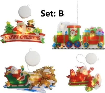 Produktbild von 4er Set Weihnachtliche Hängelampen, Weihnachtsdekoration, mit Dauer- und Blinklicht-Option - MERRYLIGHTS Set B