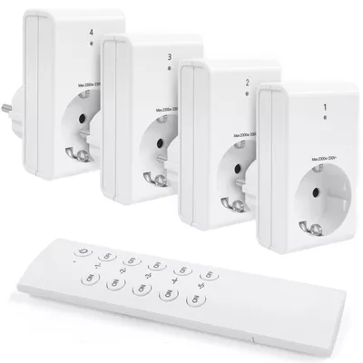 Image de Prises électriques sans fil avec télécommande, lot de 4, portée de 30 mètres, 2300 W