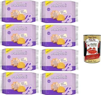 Produktbild von Bauli Pandori' Classico, weiche Pasta Pandoro, Spezialität des italienischen Gebäcks, traditionelle Pandoro-Art 8x 150gr + Italian Gourmet polpa 400g