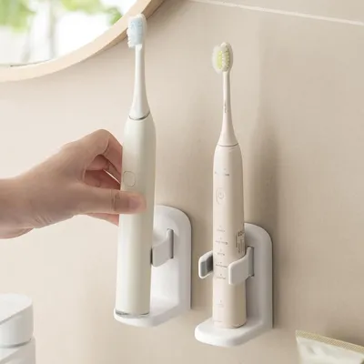 Obrázek produktu pro Sada 2 držáků na elektrické zubní kartáčky, montáž na stěnu bez vrtání, pro elektrické zubní kartáčky