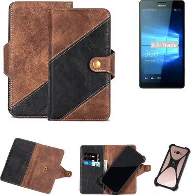 Produktbild von K-S-Trade Handy Hülle Schutz Hülle Schutzhülle Bookstyle Case kompatibel mit Microsoft Lumia 950 XL Dual SIM Handy Cover Hülle Schutztasche 1x