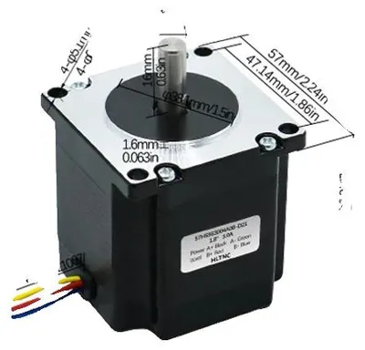 Image de Moteur pas à pas, courant 3 A, angle de pas de 1,8°, 57HS56 1,2 Nm, 8 mm-b