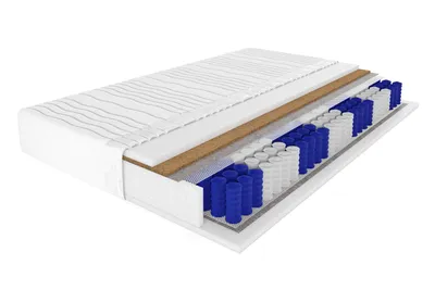 Produktbild von Taschenfederkernmatratze Taschenfederkern-Matratze + Kokos 7 Zonen 20 cm Härtegrad H4 20 cm hoch, Bezug Weiß 180x200 Wendematratze mit Kokoseinlage