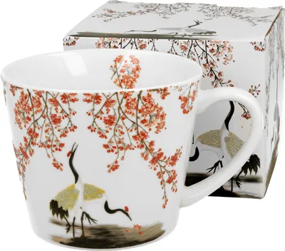 Produktbild von DUO ART GALLERY Gerader Becher 610 ml SAKURA & CRANES New Bone China Porzellan