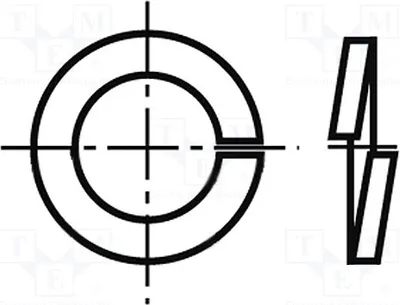 Obrázek produktu pro 100 podložek, nerezová ocel A2, typ 3062118, podložky M10, průměr D=16 mm, tloušťka h=2,5 mm