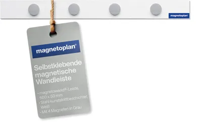 Produktbild von Magnetoplan Magnetowandleiste weiß 500mm mit 4 Magneten