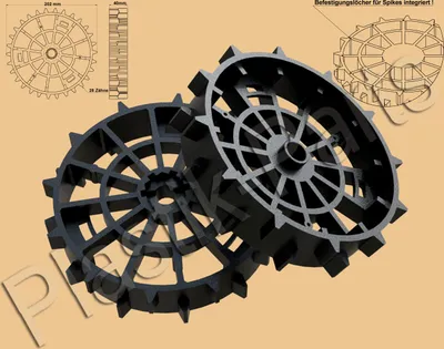Produktbild von Antriebsräder 2er Set Offroad Profil für WORX Landroid S300 WR130E Mähroboter