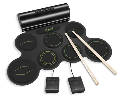 Imagen del producto de Batería electrónica portátil con 7 pads de batería digitales y función Bluetooth