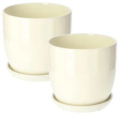Produktbild von KOTARBAU® Keramik Blumentopf Übertopf für Blumen Pflanzen ⌀ 20 cm Beige 2er Set