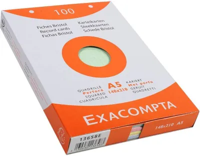 Obrázek produktu pro EXACOMPTA 13658E Kartotéční lístky EXACOMPTA, DIN A5, čtvercové, různé barvy