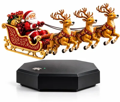 Produktbild von Schwebender Weihnachtsmann-Schlitten, Magnetische Weihnachtsdeko mit Rentieren, Weihnachten deko