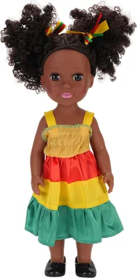 Productafbeelding van 14-inch zwarte pop, speelgoed, realistisch, met "explosief" haar, kleding verwisselbaar, schattig Afrikaans meisje, geschikt voor kinderen