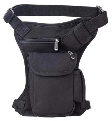 Productafbeelding van Motorfiets beenzak, canvas, riemtas, heuptas, zwarte beenzak