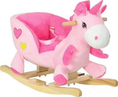 Immagine prodotto di Sedia a dondolo Unicorno, design in morbido peluche, funzione musicale
