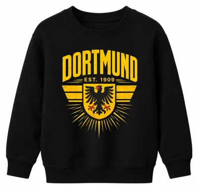 Produktbild von Dortmund Est 1909 Adler Wappen Ruhrpott Sarkasmus Kinder Sweatshirt Pullover, Schwarz, 116