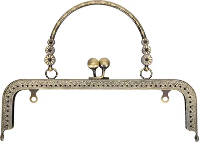 Obrázek produktu pro Metall -Geldbörse Rahmen Kuss Schließverriegelungsbronze -Ton Retro quadratisch geprägter tragbarer Griff 20,5 cm