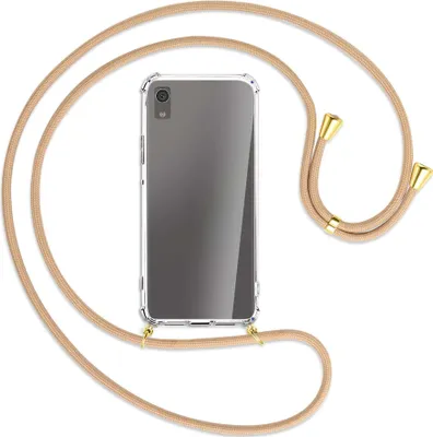Produktbild von Handykette Backcover-Schutzhülle mit Band (Metall goldfarben) für Sony Xperia XA1 - beige