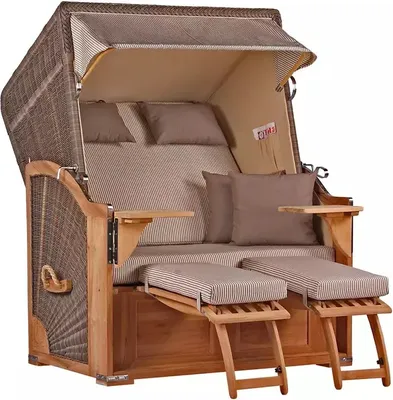 Produktbild von Strandkorb Nordstrand Teak PE grey Dessin 510