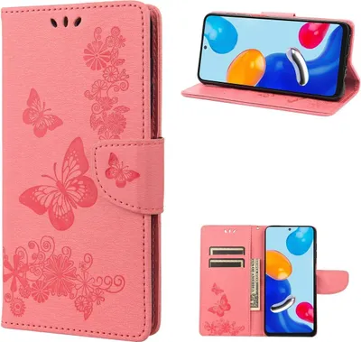 Produktbild von König Design Hülle kompatibel mit Xiaomi Redmi Note 11 / Note 11S Global Kunstleder Handyhülle - Handy Case Rosa