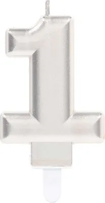 Produktbild von "Starlight Birthday" Zahlenkerze 9,3cm | Silber Zahl: 1