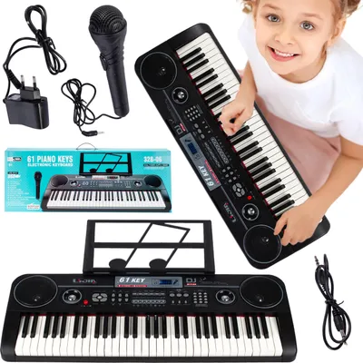 Produktbild von Malplay Kinder Keyboard 61 Tasten Orgel mit 100 Rhythmen inkl. Notenhalter Mikrofon Geschenk für Kinder Anfänger