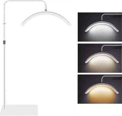Produktbild von Andoer HD-M6X 36W Boden-LED-Videoleuchte Halbmondfoermiges Fuelllicht  3200K-5600K Dimmbar mit 180cm/ 70.9in Metalllichtstaender Telefonhalter Fernbedienung fuer Schoenheitssalon Make-up Live-Streaming Nachttischlicht