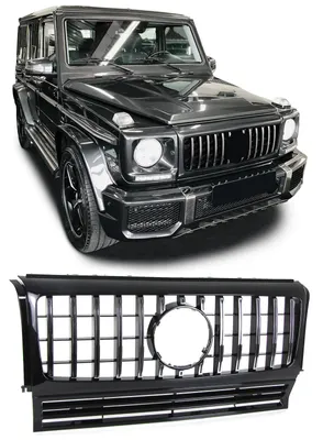 Sport Kühlergrill Schwarz Glanz Chrom passt für Mercedes G Klasse W463 1990-2018 – Produktansicht