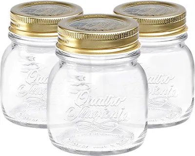 Produktbild von Bormioli Rocco Quattro Stagioni Glas Vorratsgläser - Traditionelle KÃ1/4che Lebensmittel Kanister mit Schraubdeckel - 150ml - 3er Pack