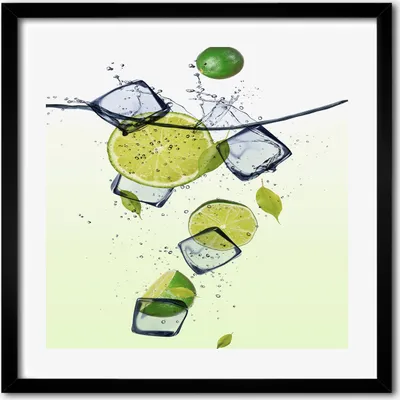 Produktbild von Bild - 50 cm x 50 cm - MDF - Rahmen, Wandkunst - Limetten und Eis