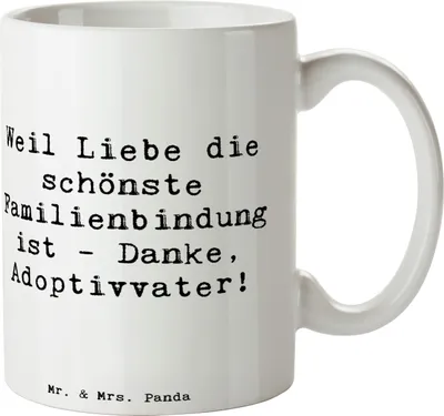 Produktbild von Mr. & Mrs. Panda Teebecher Spruch Danke Adoptivvater - Weiß - Geschenk, tasse für kaffee, Familienstruktur, Dankbarkeit, Liebe, Kaffeebecher, herzerwärmende Sprüche, Pott